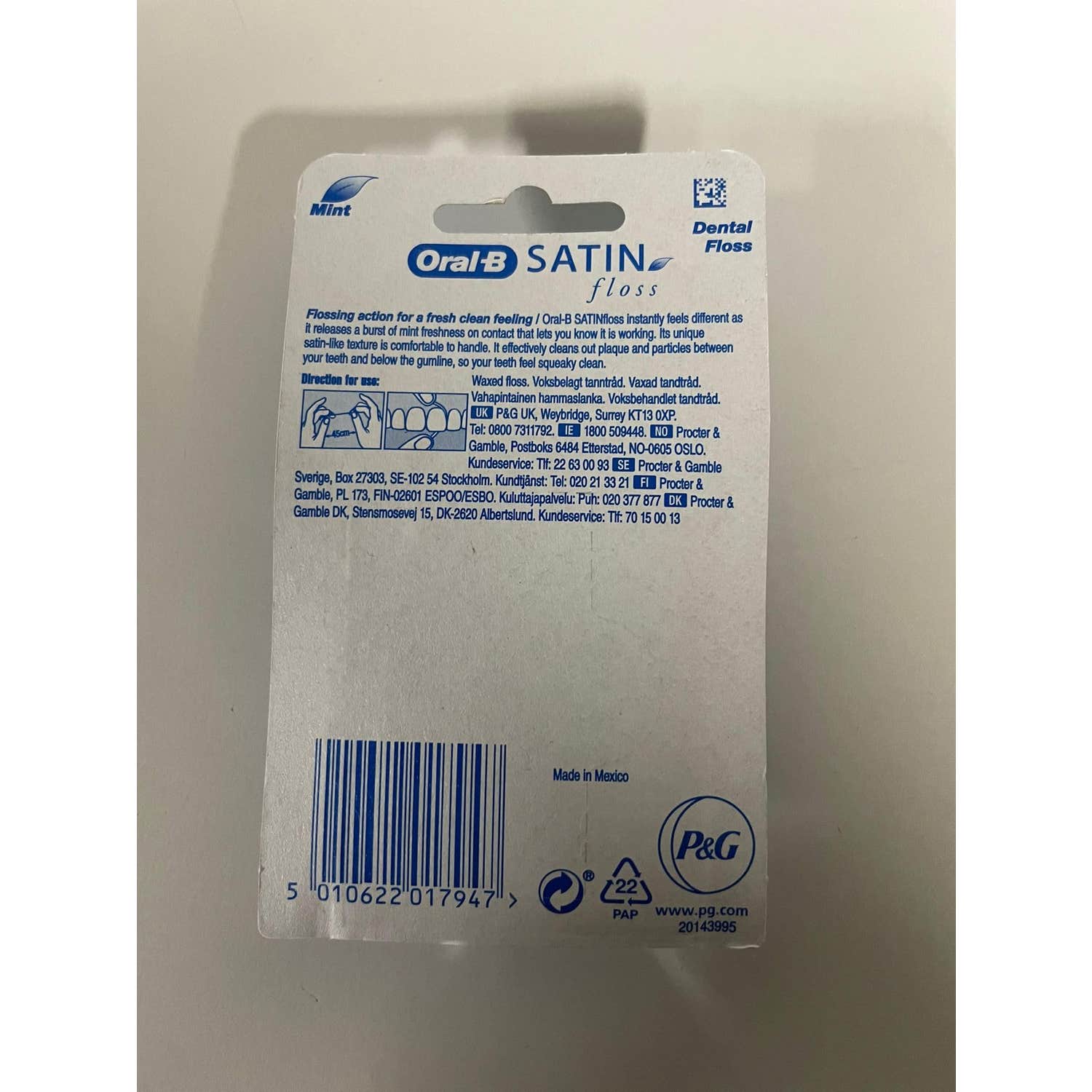 Oral-B Satin Floss Seda Dental con Cera 25m Menta 1ud