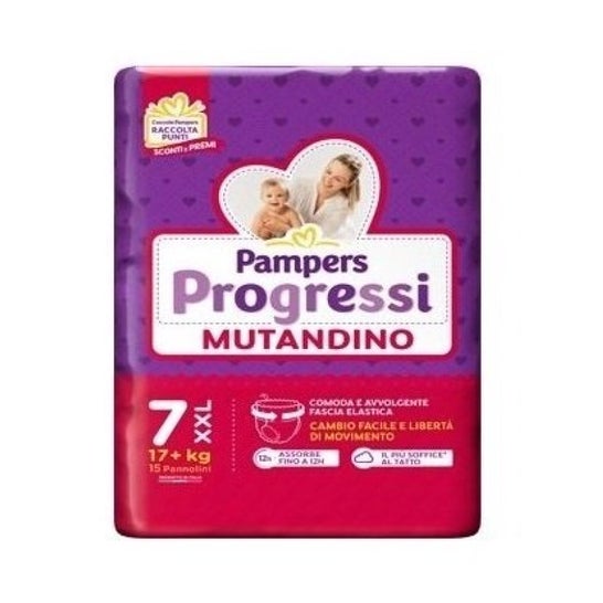 Pampers Progressi Pañales 7 XXL +17kg 15uds