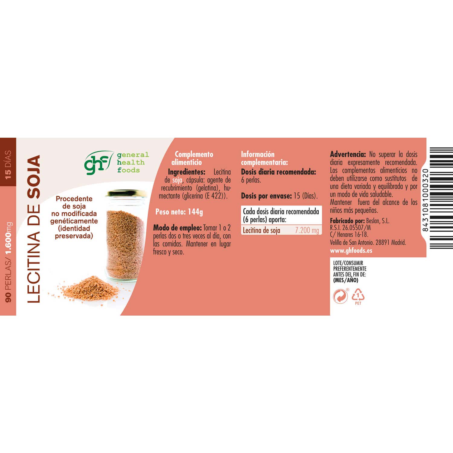 GHF Lecitina 1600mg 90 perlas