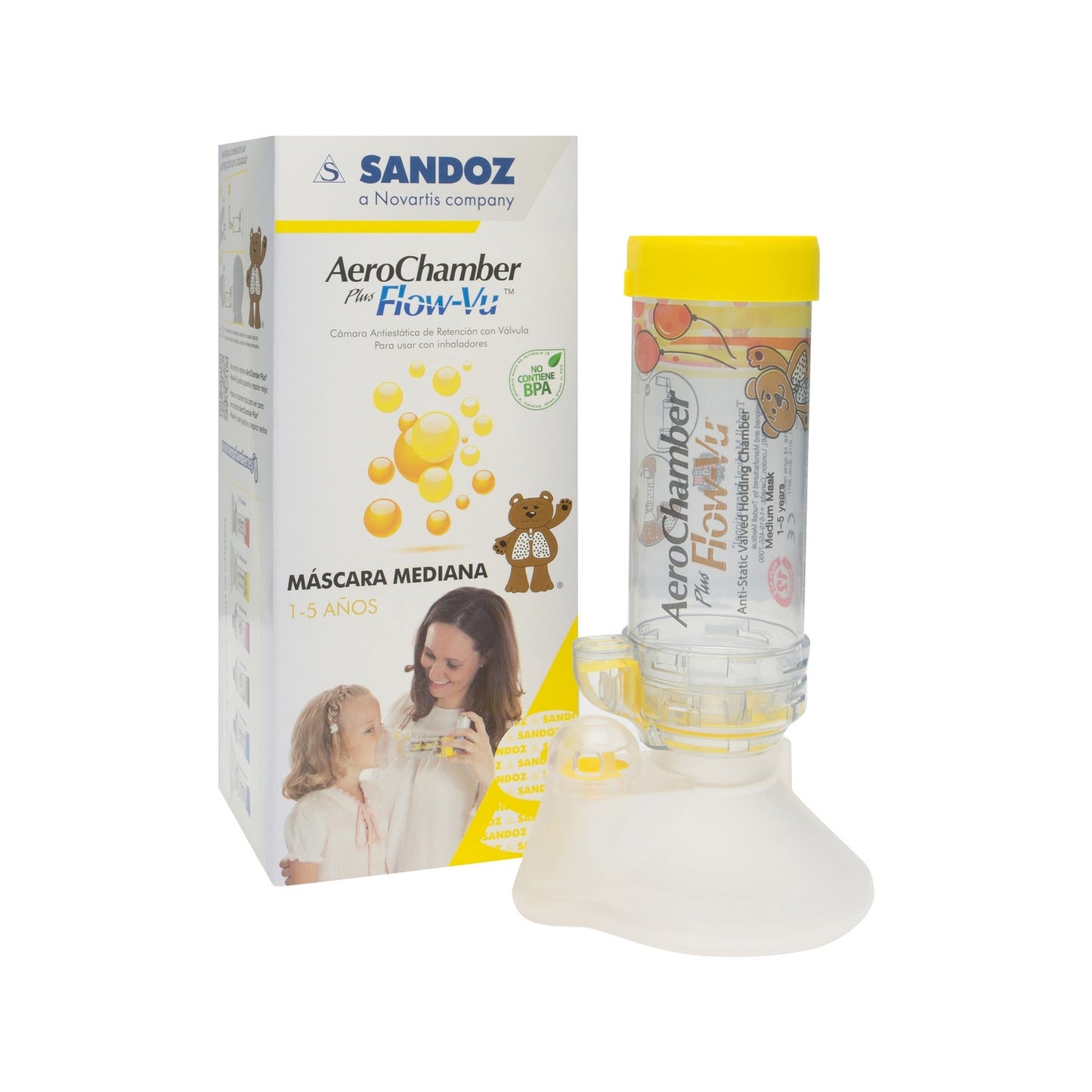 Aerochamber Plus Flow-Vu cámara de inhalación infantil 1ud