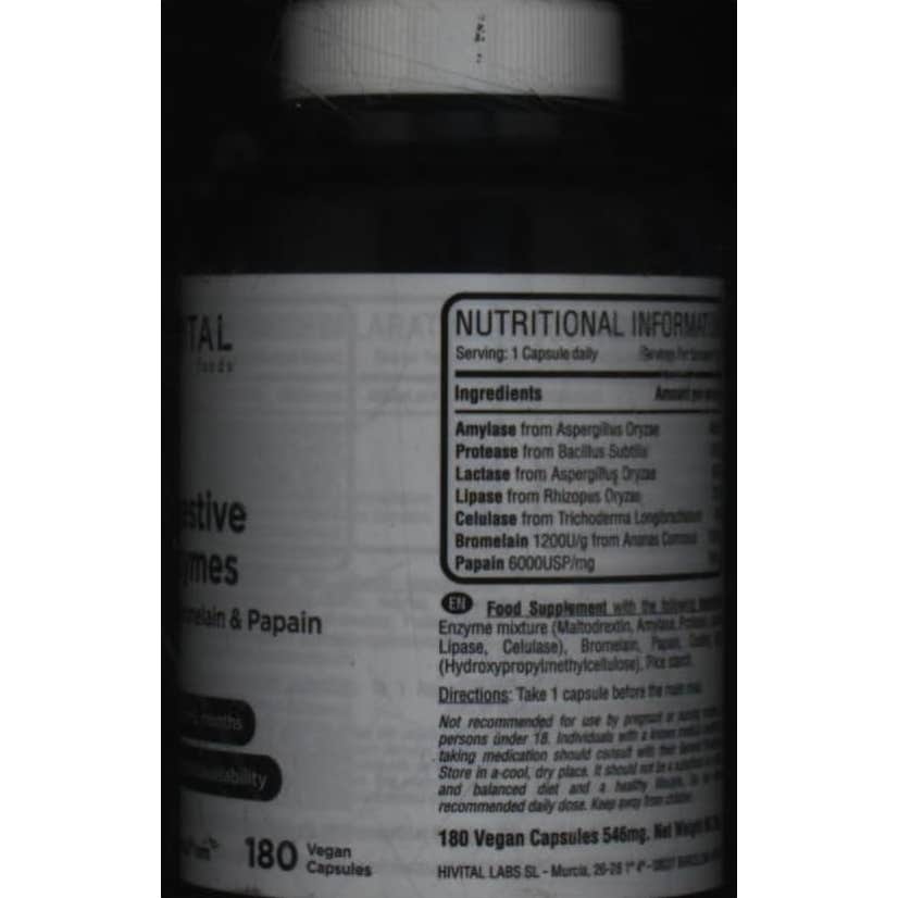 Hivital Foods Digestive Enzymes 180caps