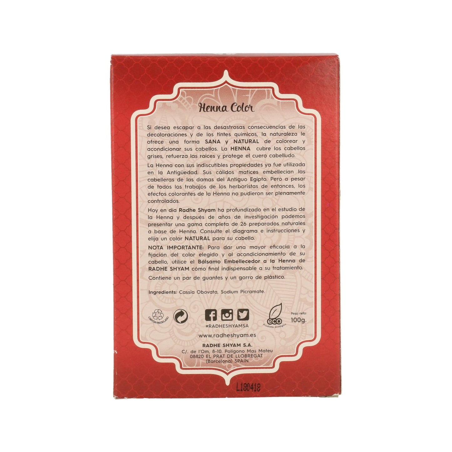Radhe Shyam Henna Castaño Cobrizo En Polvo