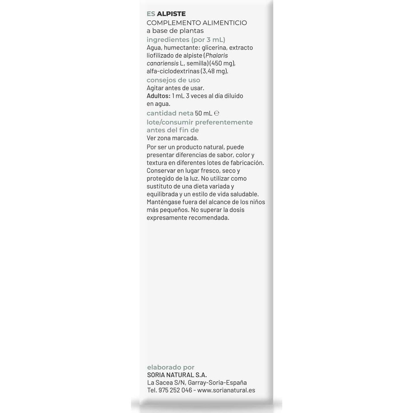 Soria Natural Alpiste Extracto 50ml