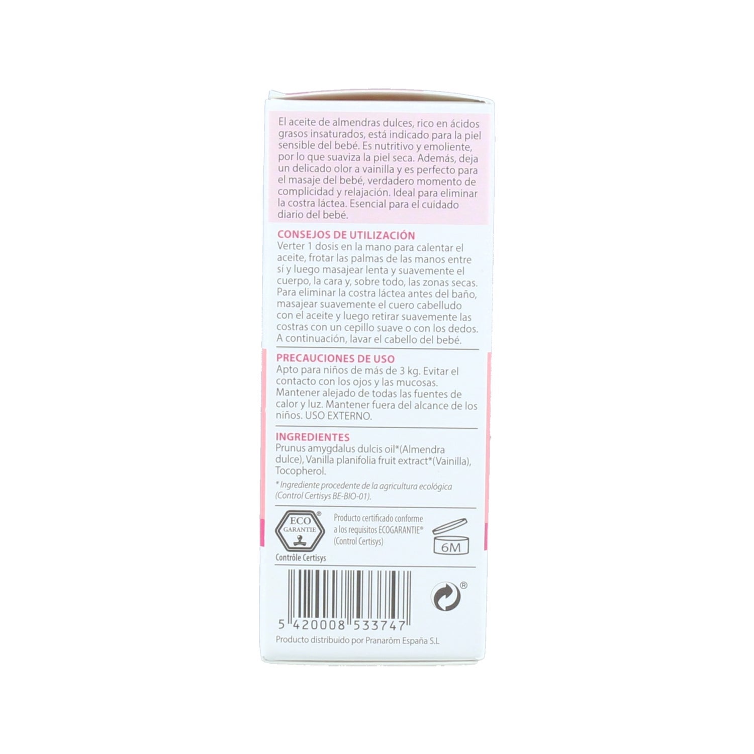 Pranarôm PranaBB Aceite de Masaje Almendras Dulces 30ml