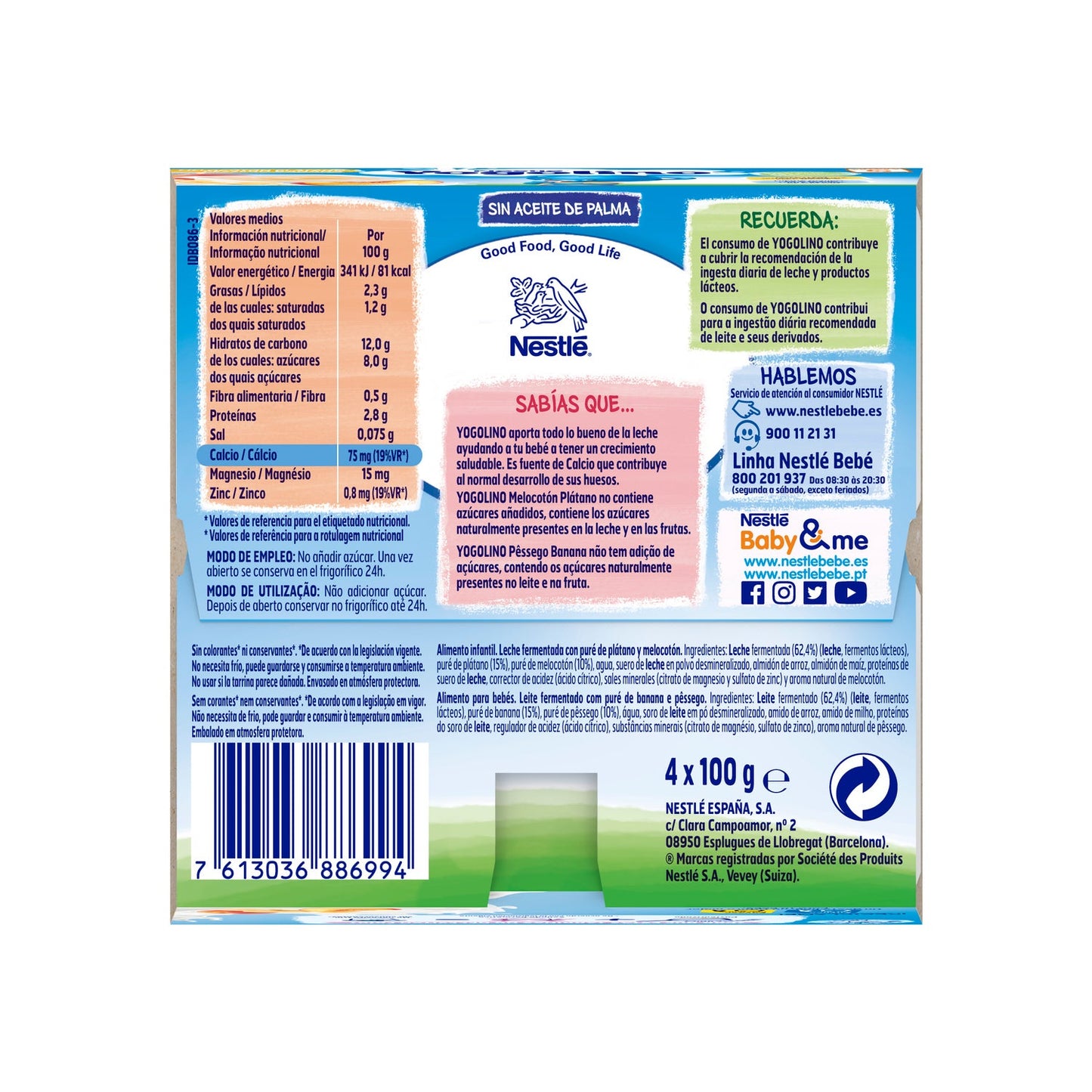 Nestle Yogolino Melocotón Plátano 4x100g