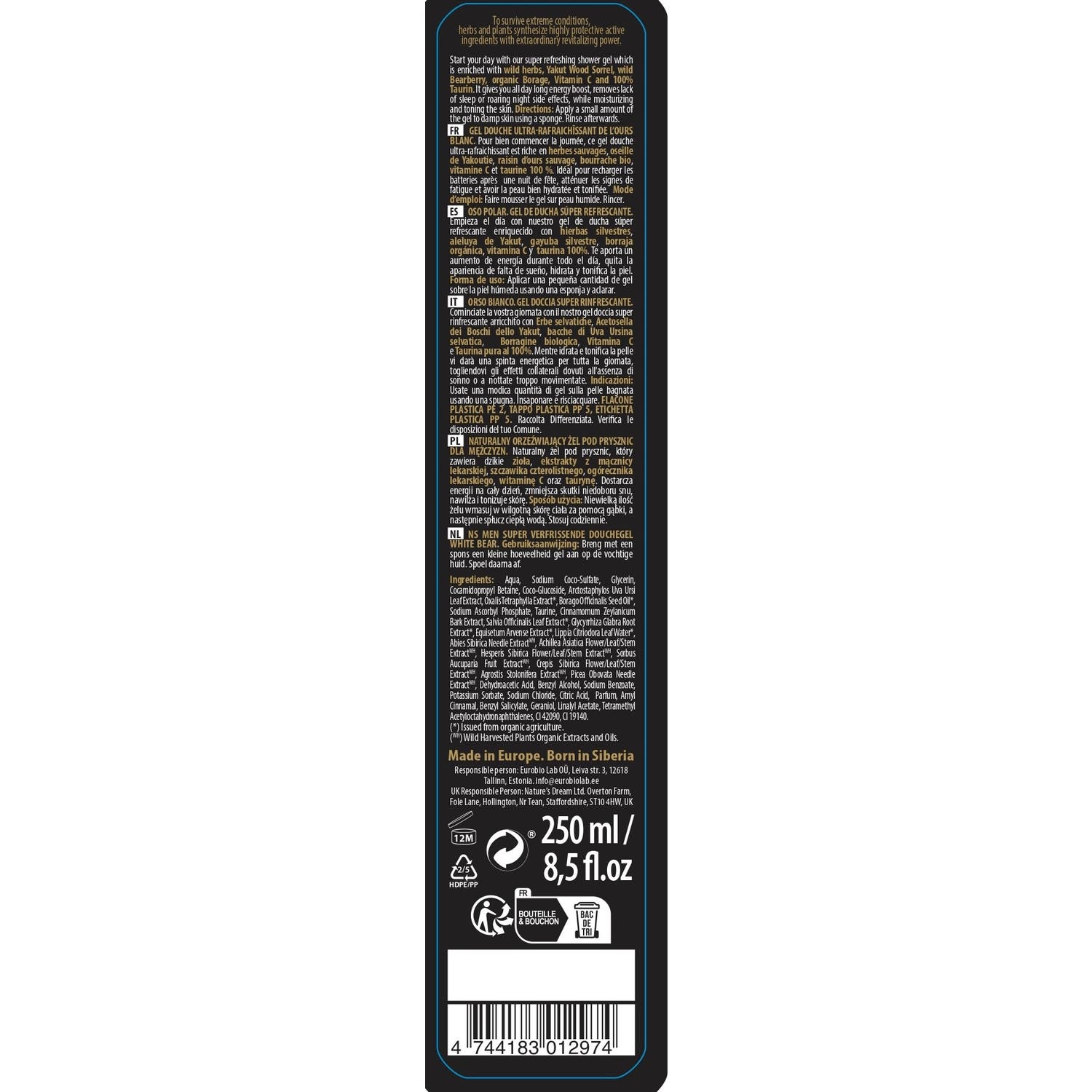 Natura Siberica Oso Polar gel de ducha súper refrescante 250ml