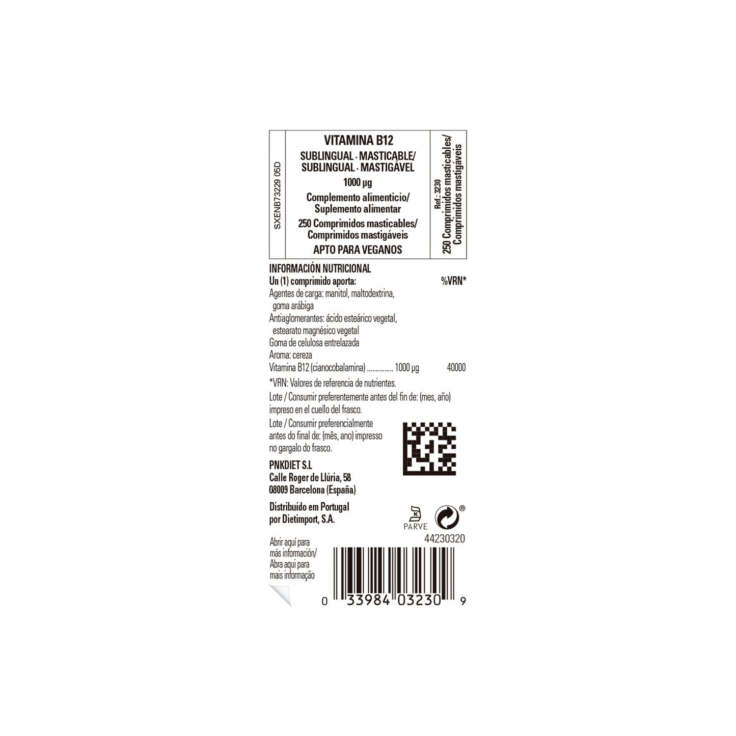 Solgar Vitamina B12 Cianocobalamina 1000mcg Sublingual 250comp