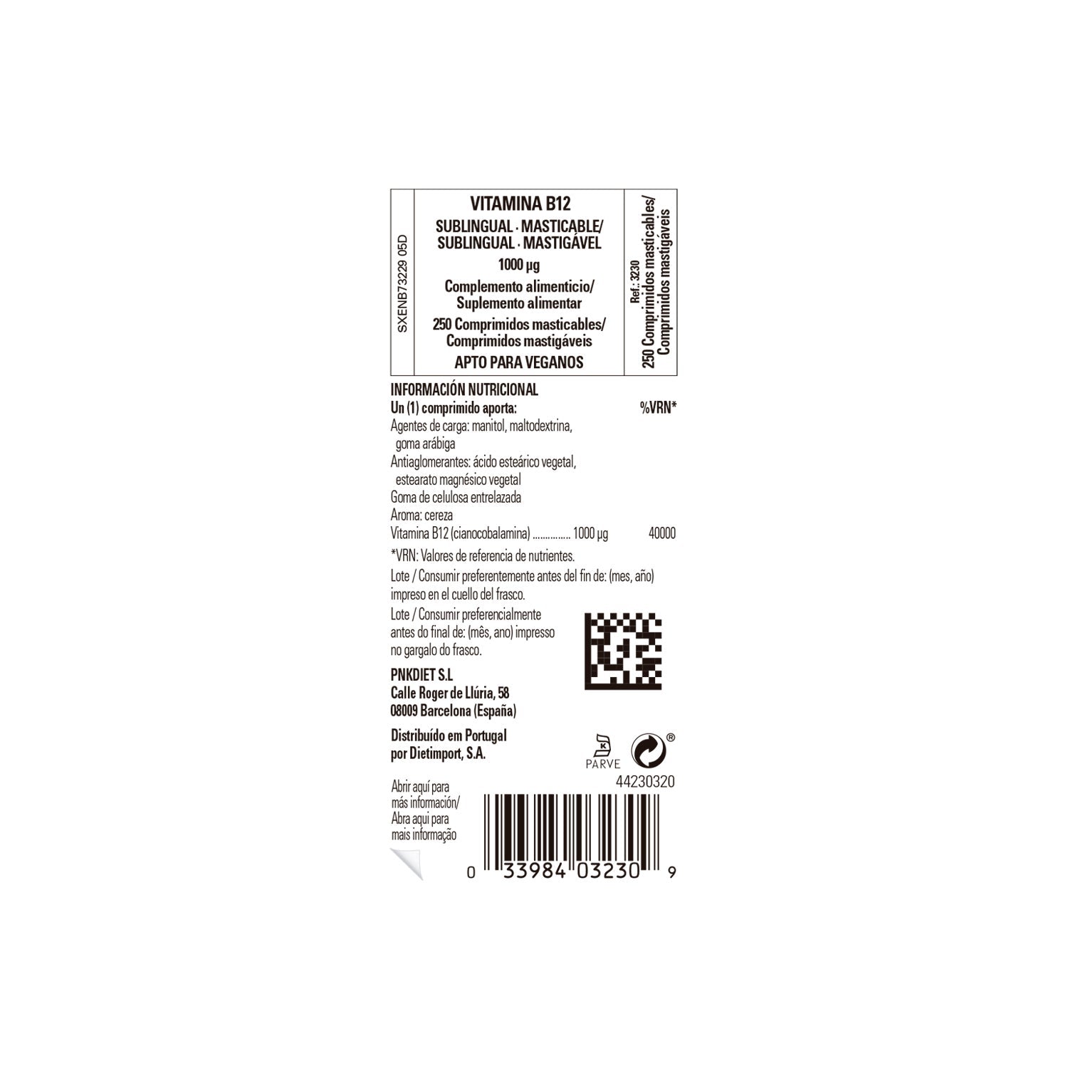 Solgar Vitamina B12 Cianocobalamina 1000mcg Sublingual 250comp