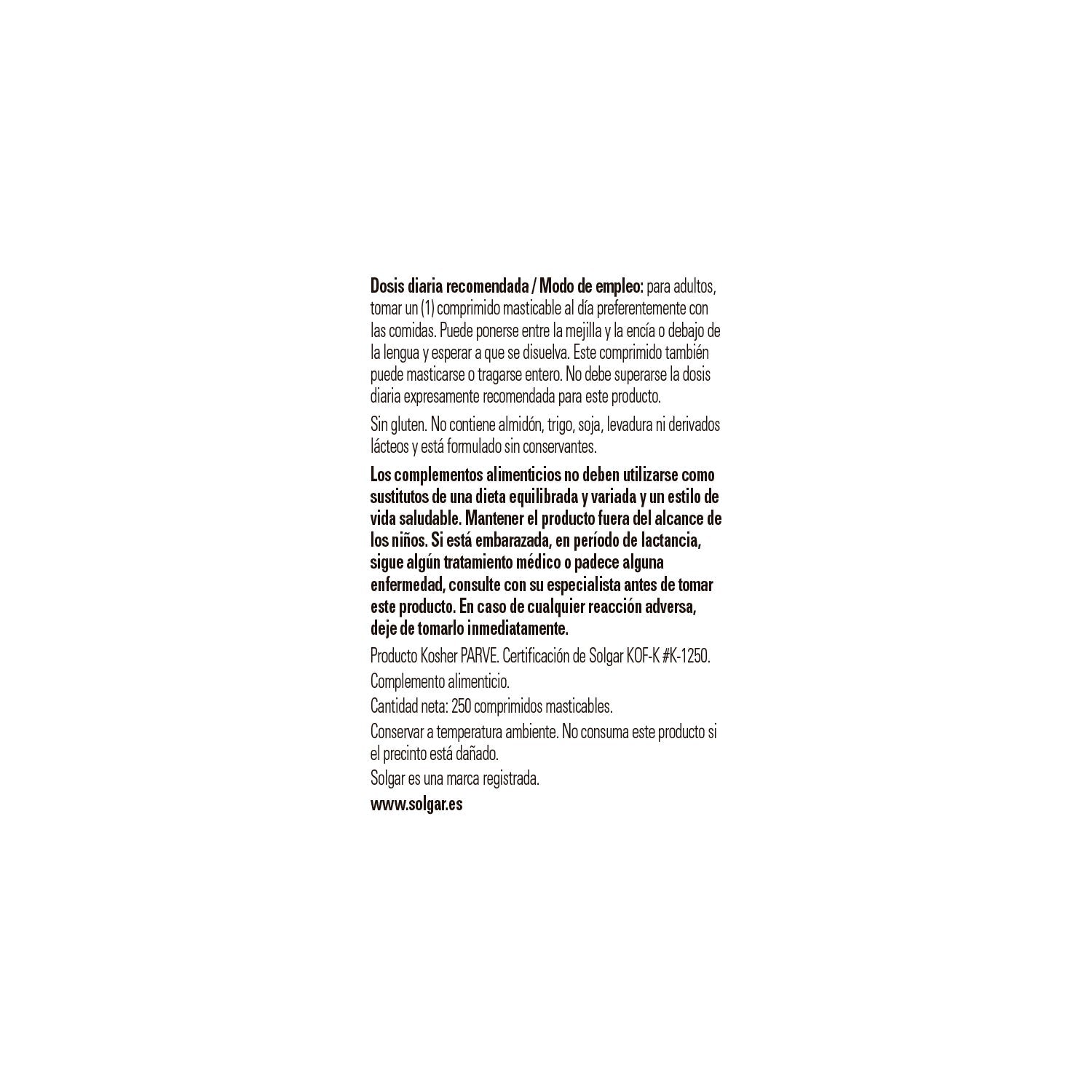 Solgar Vitamina B12 Cianocobalamina 1000mcg Sublingual 250comp