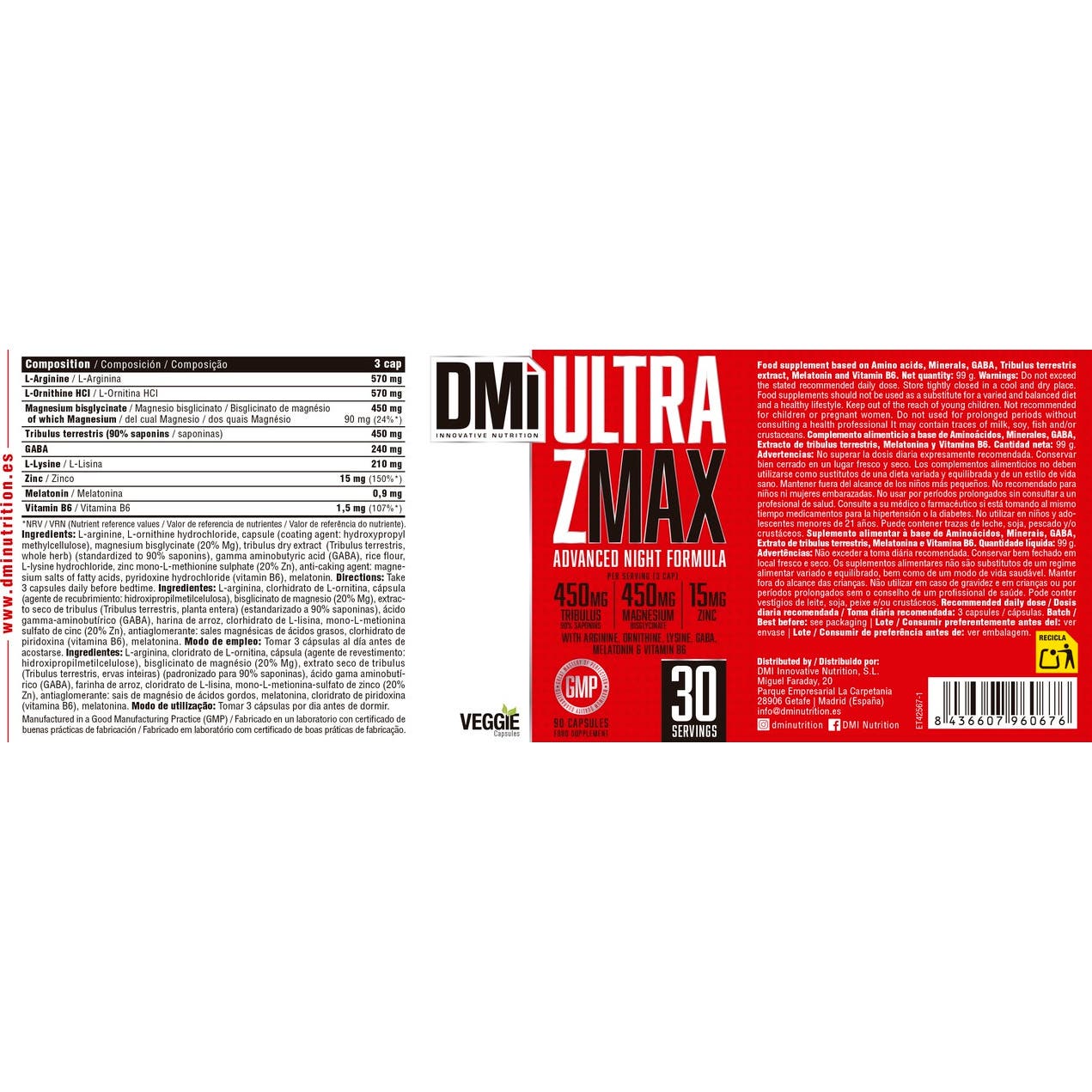 DMI Nutrition Ultra Zmax Night Formula 90caps