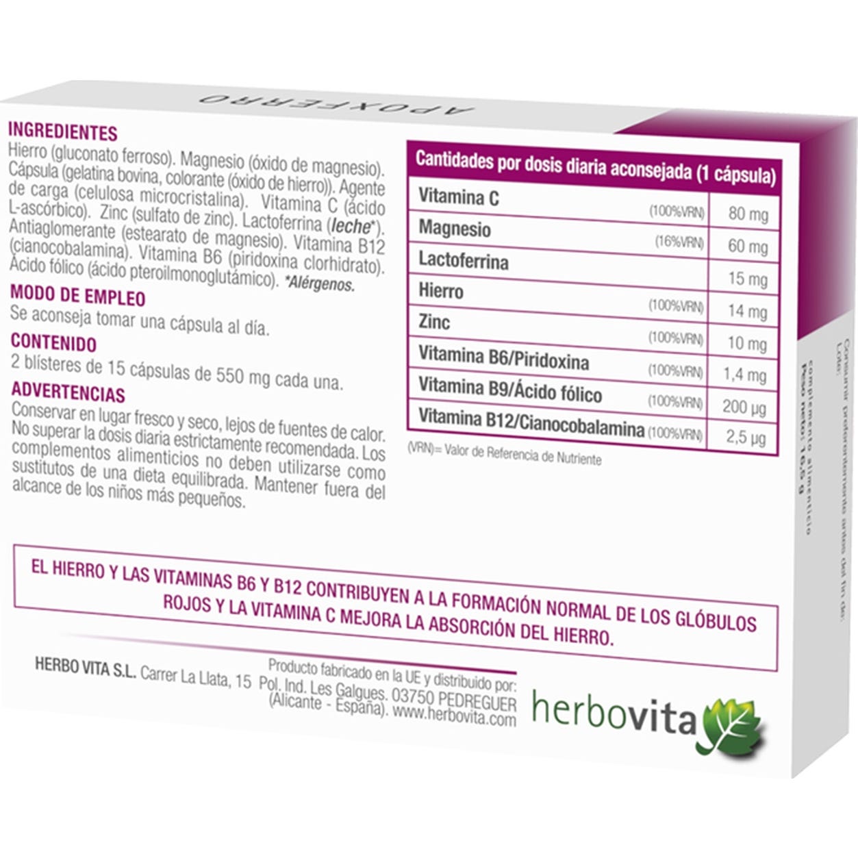 Herbovita Apoxferro 30cáps