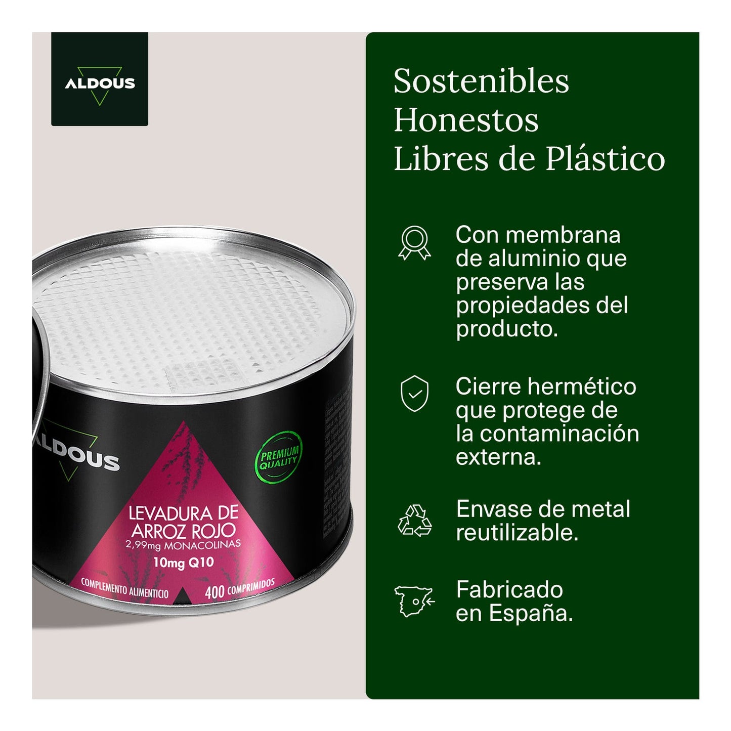 Aldous Levadura de Arroz Rojo con Coenzima Q10 400comp