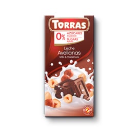 Torras Chocolate Leche Avellanas sin Gluten sin Azúcar 75g