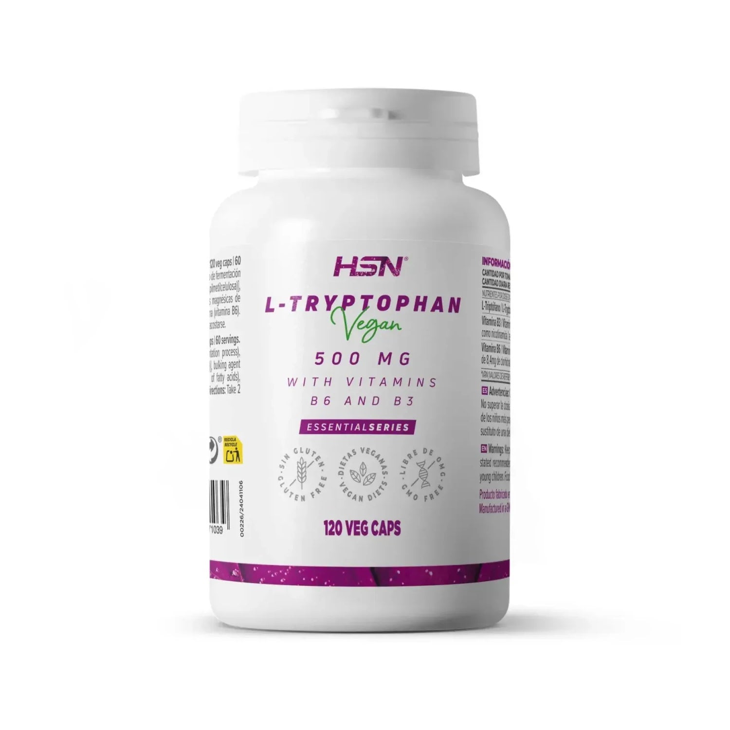 HSN L-Triptófano 500mg + Vitaminas B6 y B3 120vcaps