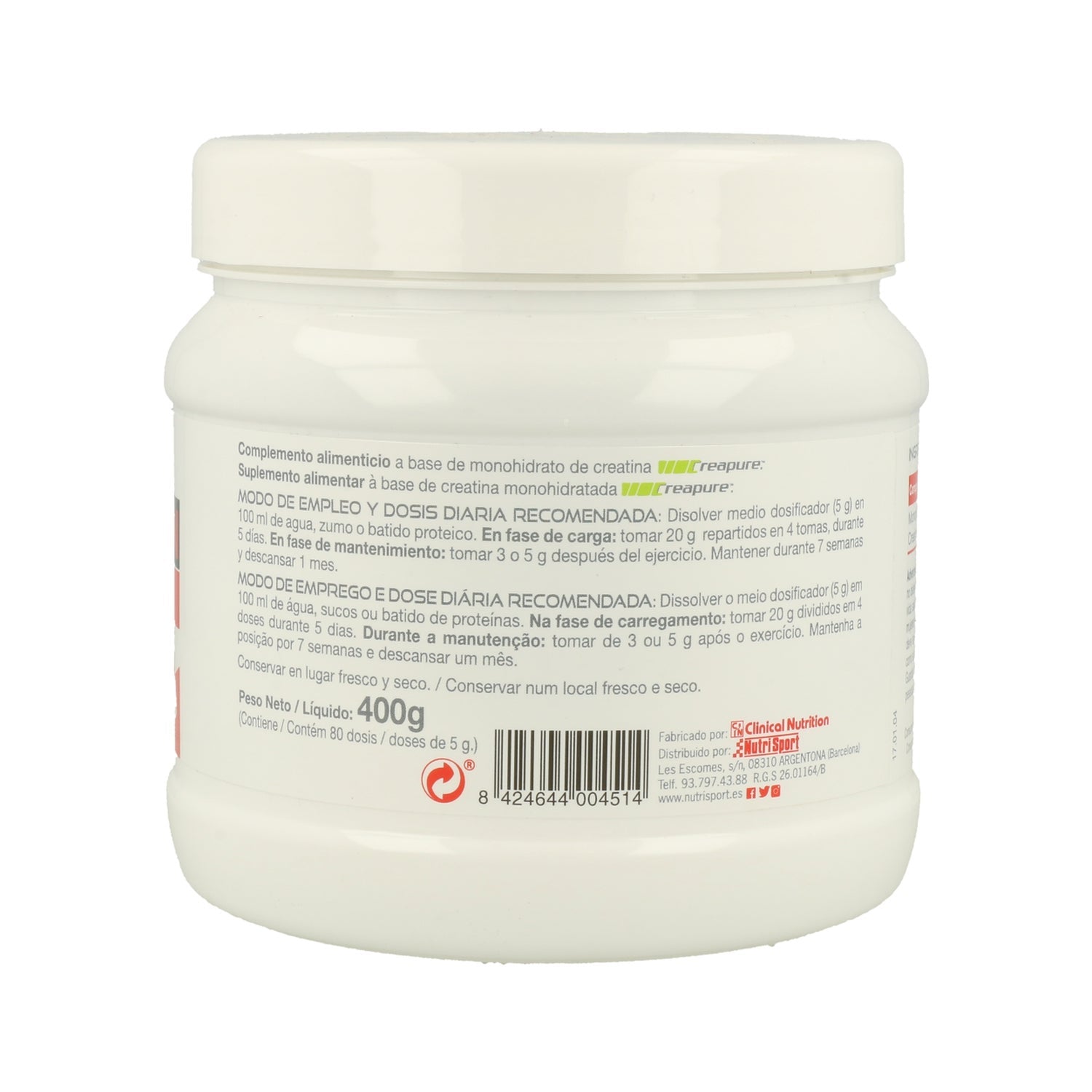 Nutrisport Creatina CN 400 Monohidrato en Polvo 400g