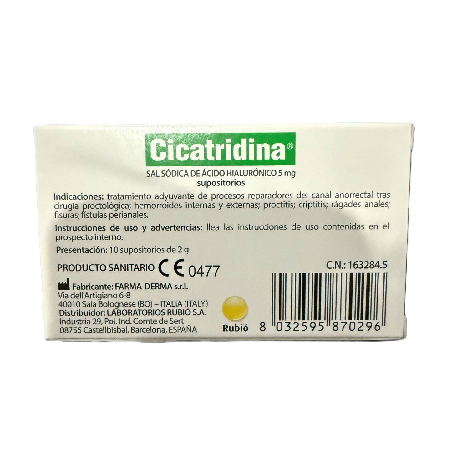 Cicatridina Supositorios 10uds