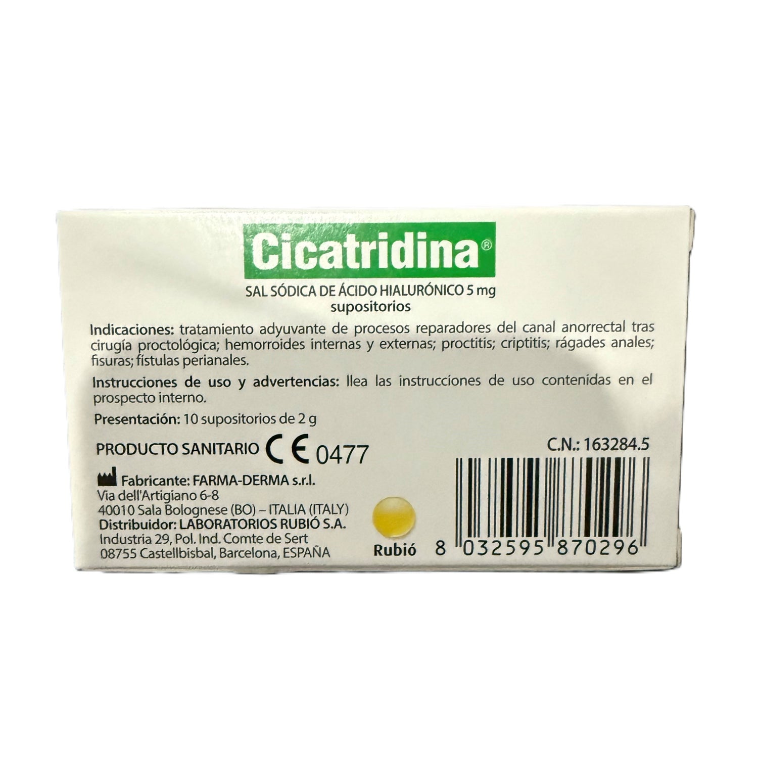 Cicatridina Supositorios 10uds