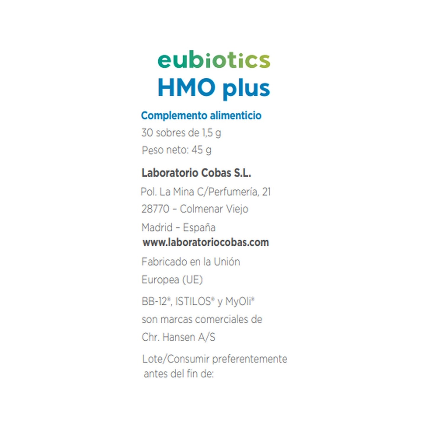 Eubiotics HMO Plus 30 sobres