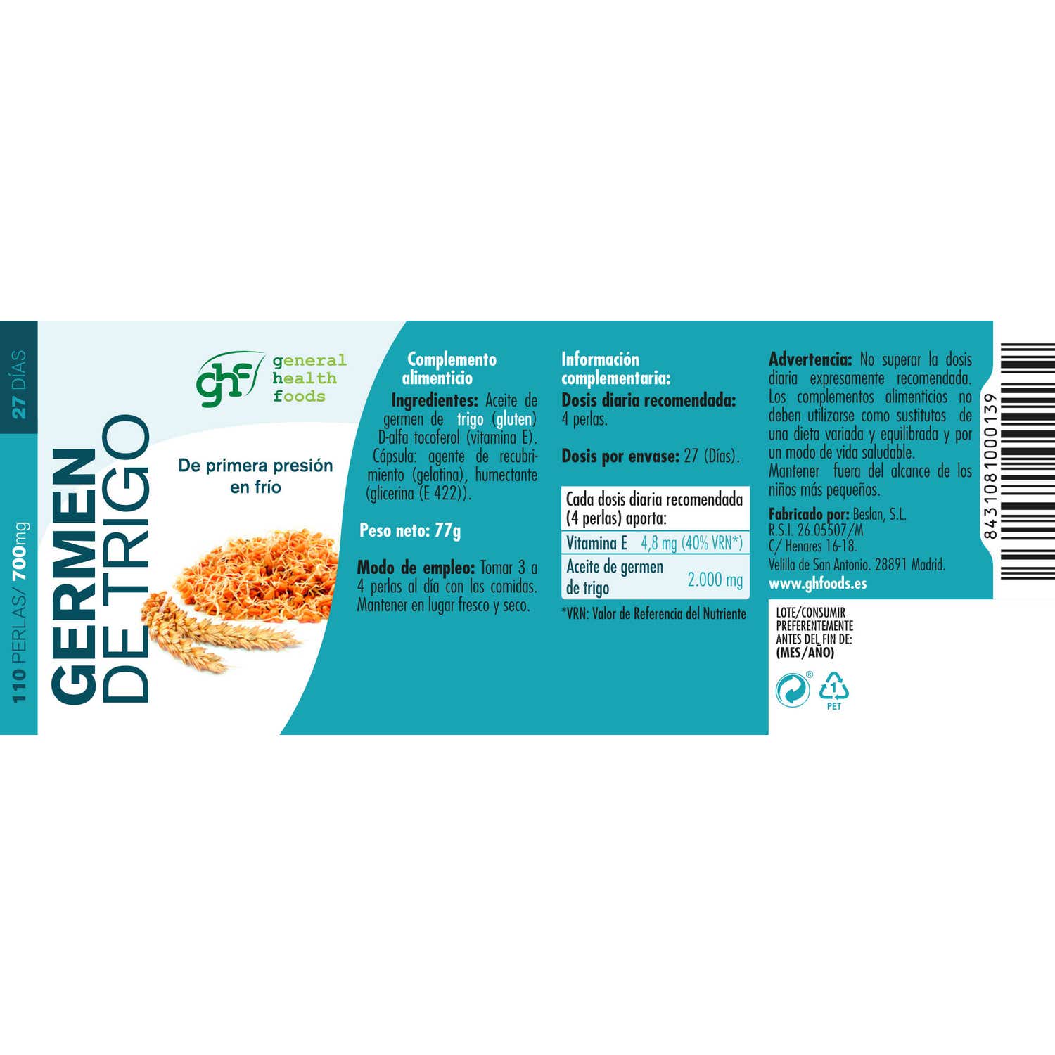 GHF Germen Trigo 700MG 110 perlas