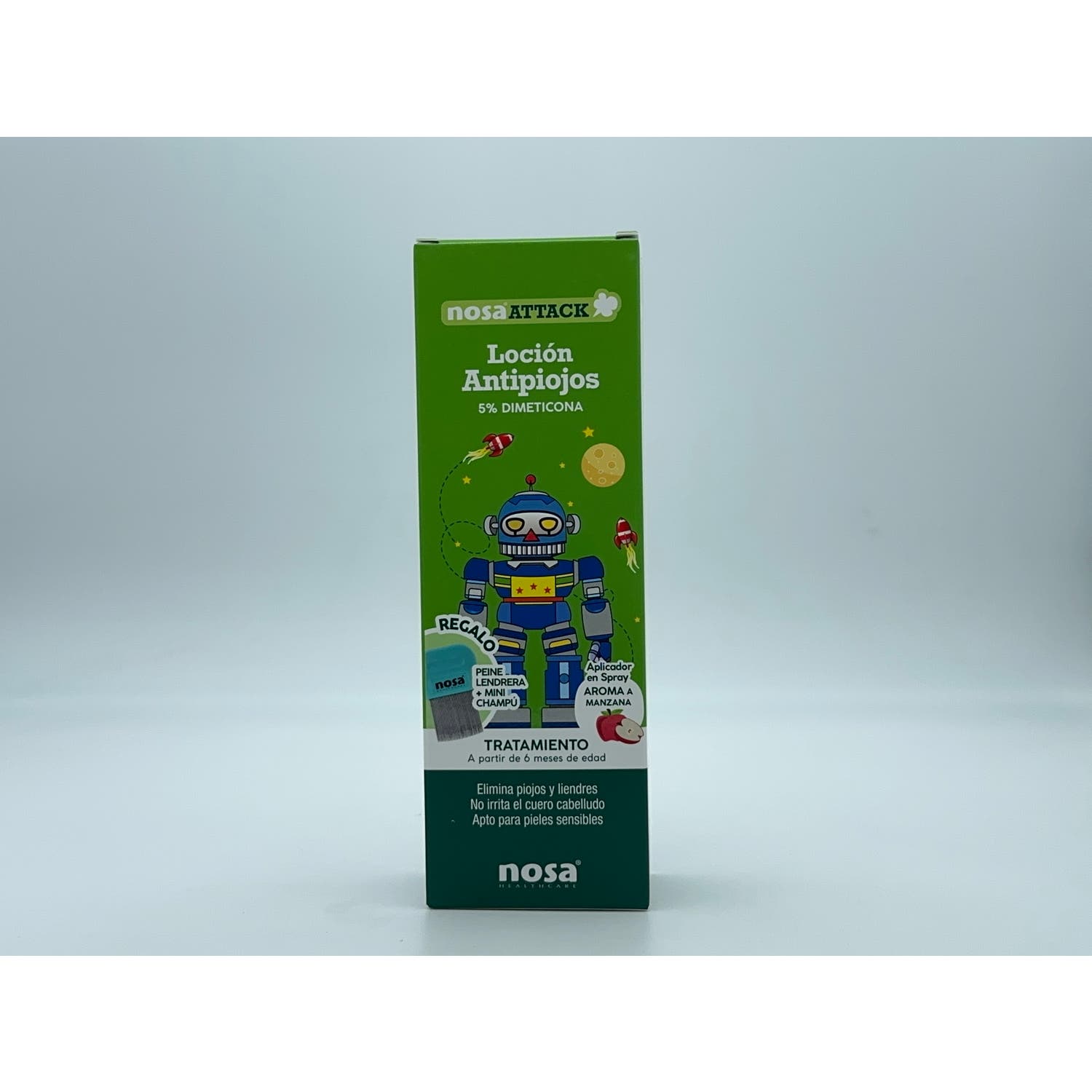 Nosa Attack Loción Antipiojos 5% Dimeticona Manzana 100ml