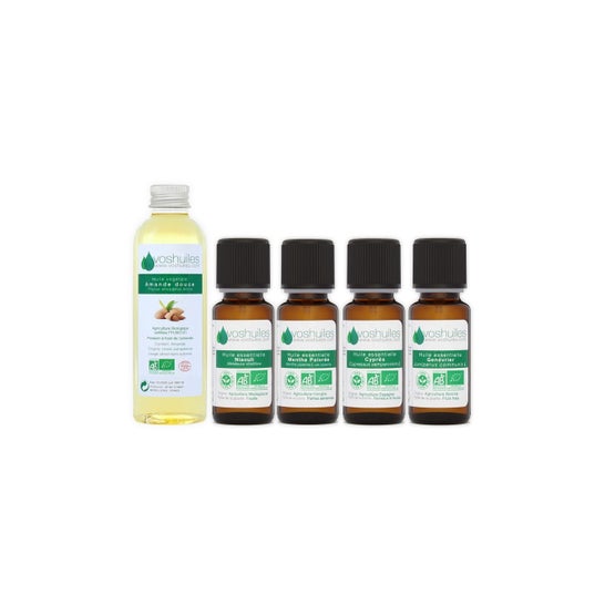 Voshuiles Kit Piernas Pesadas Aceite Esencial BIO 4x10 ml + Vegetal BIO 100 ml