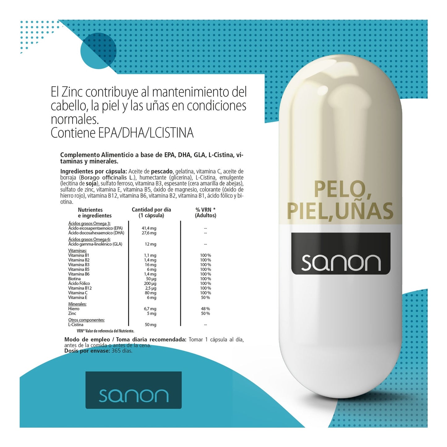 Sanon Pelo Piel y Uñas 365caps