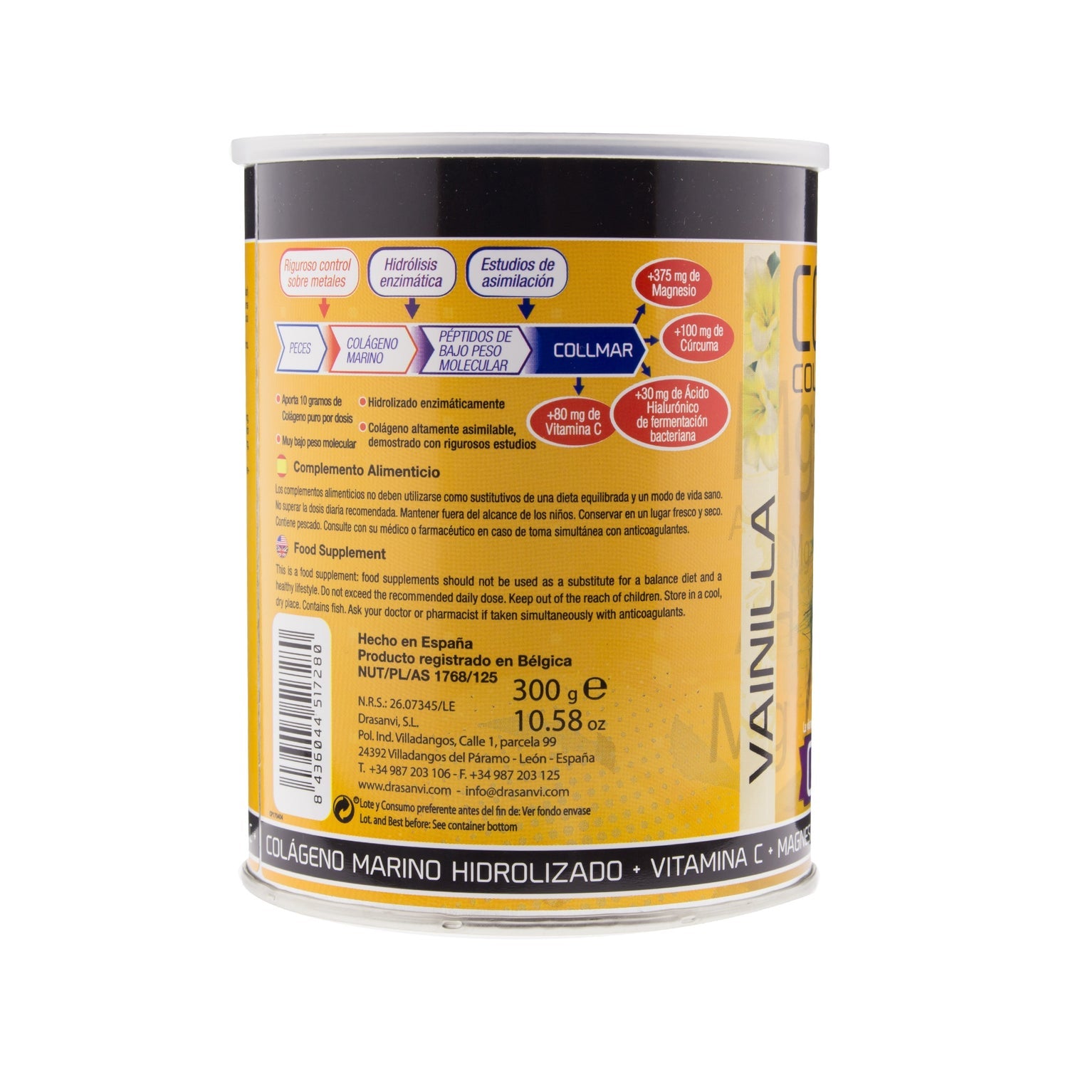 Drasanvi Collmar® Colágeno Marino + Magnesio + Cúrcuma Sabor Vainilla 300g
