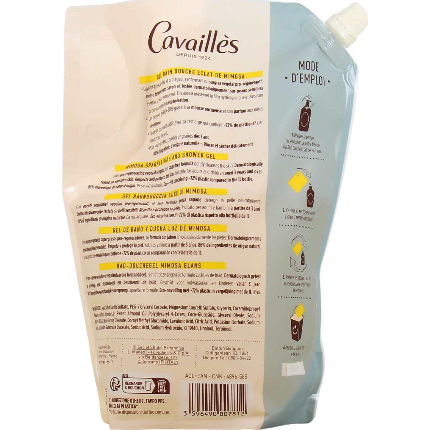 Cavaillès Gel de Ducha Éclat de Mimosa Eco-Recarga 1000 ml