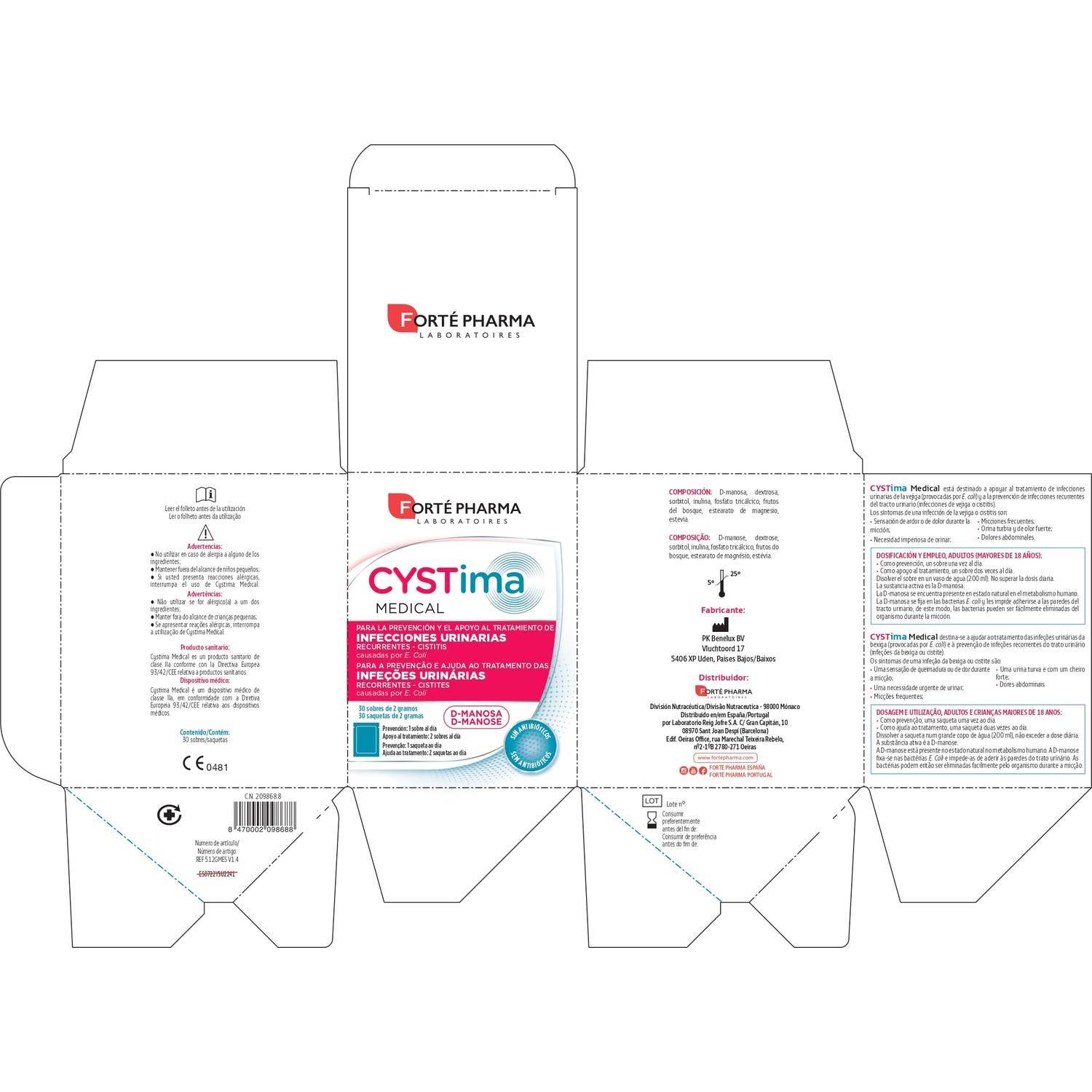 Forté Pharma CYSTima Medical 30 Sobres