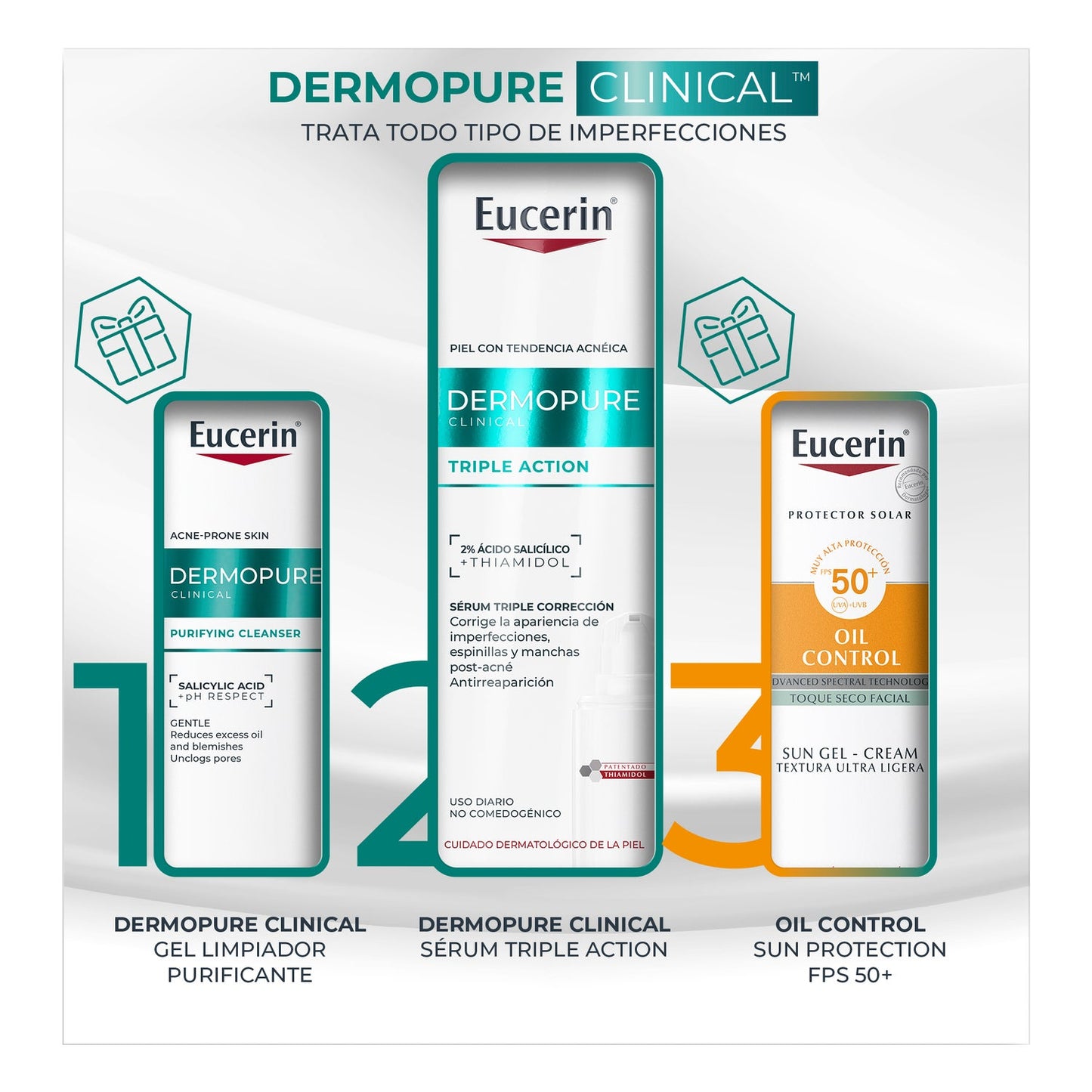 Eucerin Piel Grasa DermoPure Serum + Gel Limpiador 20 ml + Solar 5ml
