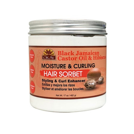 Okay Aceite de Ricino Negro de Jamaica Moisture & Curling Sorbete para Cabello Hibisco 482 g