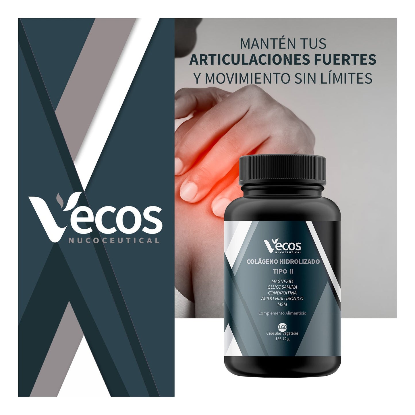 Vecos Nucoceuticals Colágeno Hidrolizado Tipo II 160caps