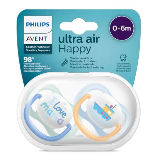 Avent Pack Chupetes Ultra Air Happy 0-6 M 2 uds