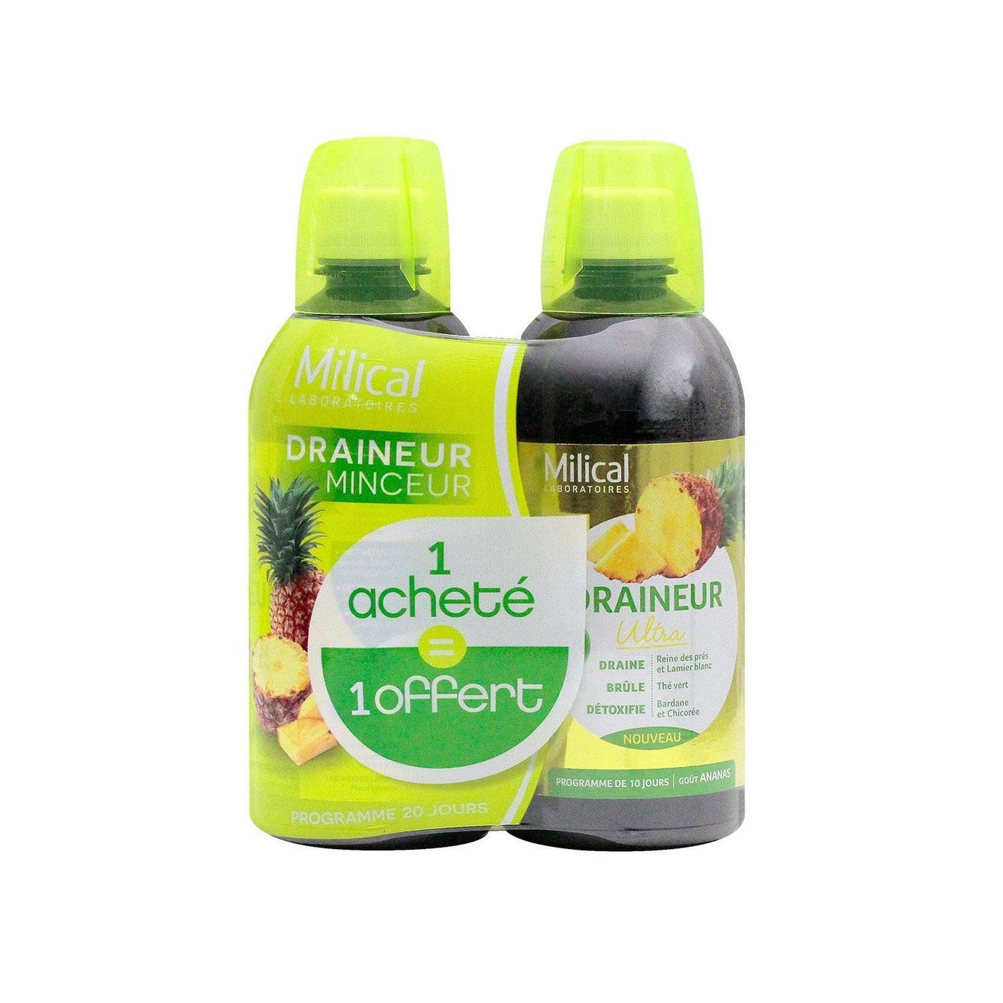 Milical - Drainaligne Bebida drenante Bebida drenante Piña 500ml lote de 2