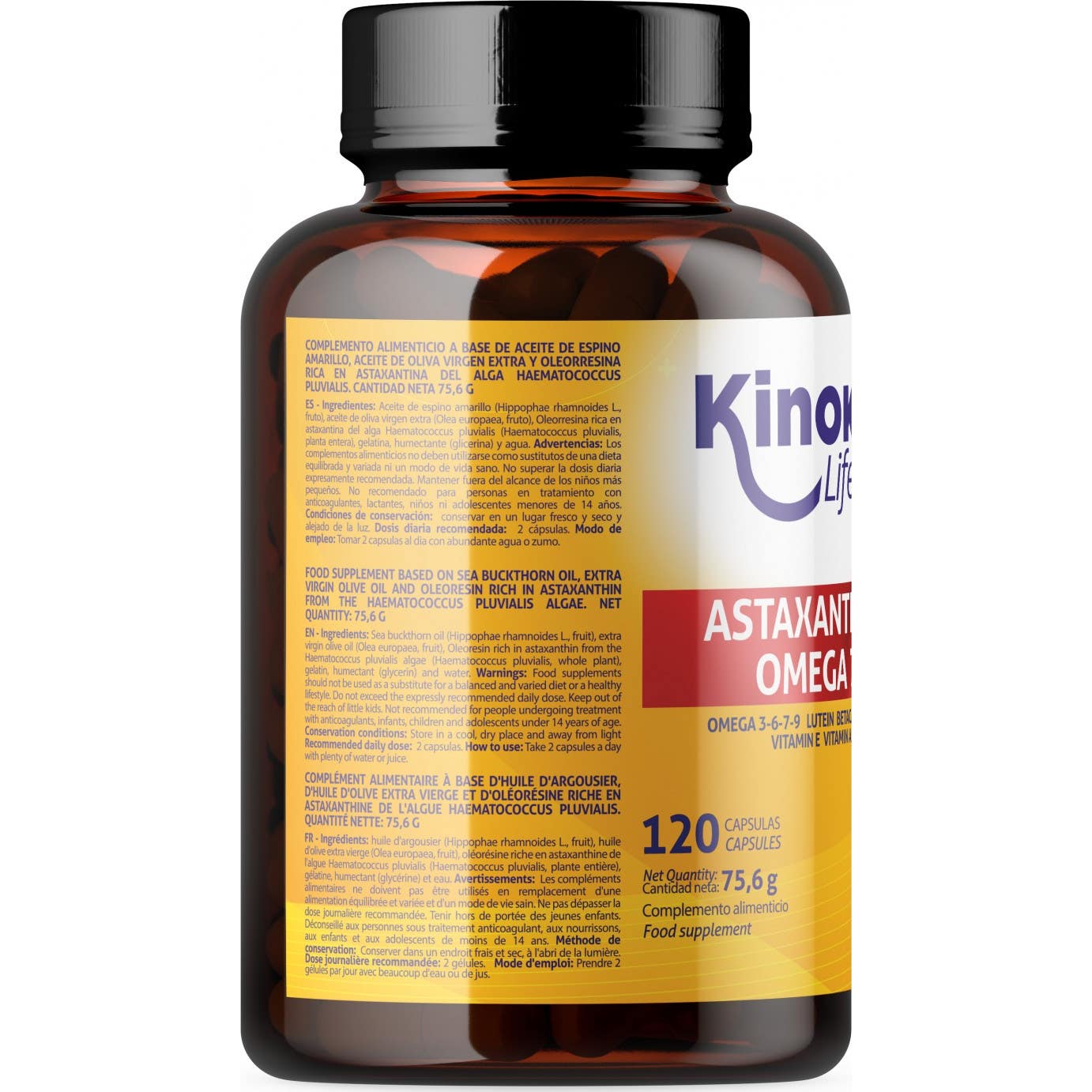 Kinoko Life Astaxantina Omega 7 Aceite de Espino Amarillo 120caps