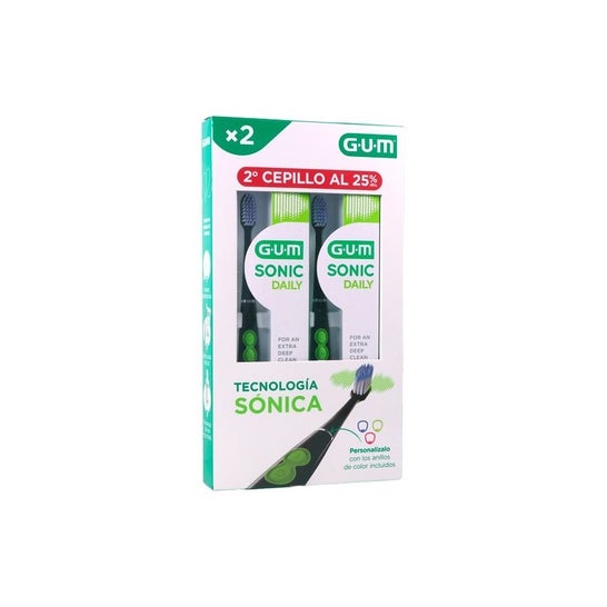 GUM Pack Sonic Daily Cepillo Eléctrico Negro 2uds