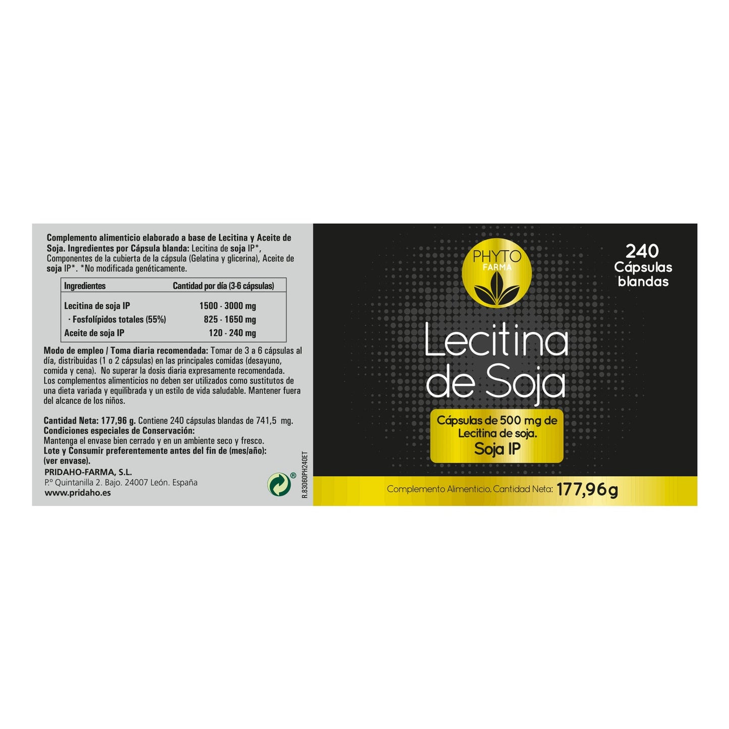 Phytofarma Lecitina de Soja 240 cápsulas blandas