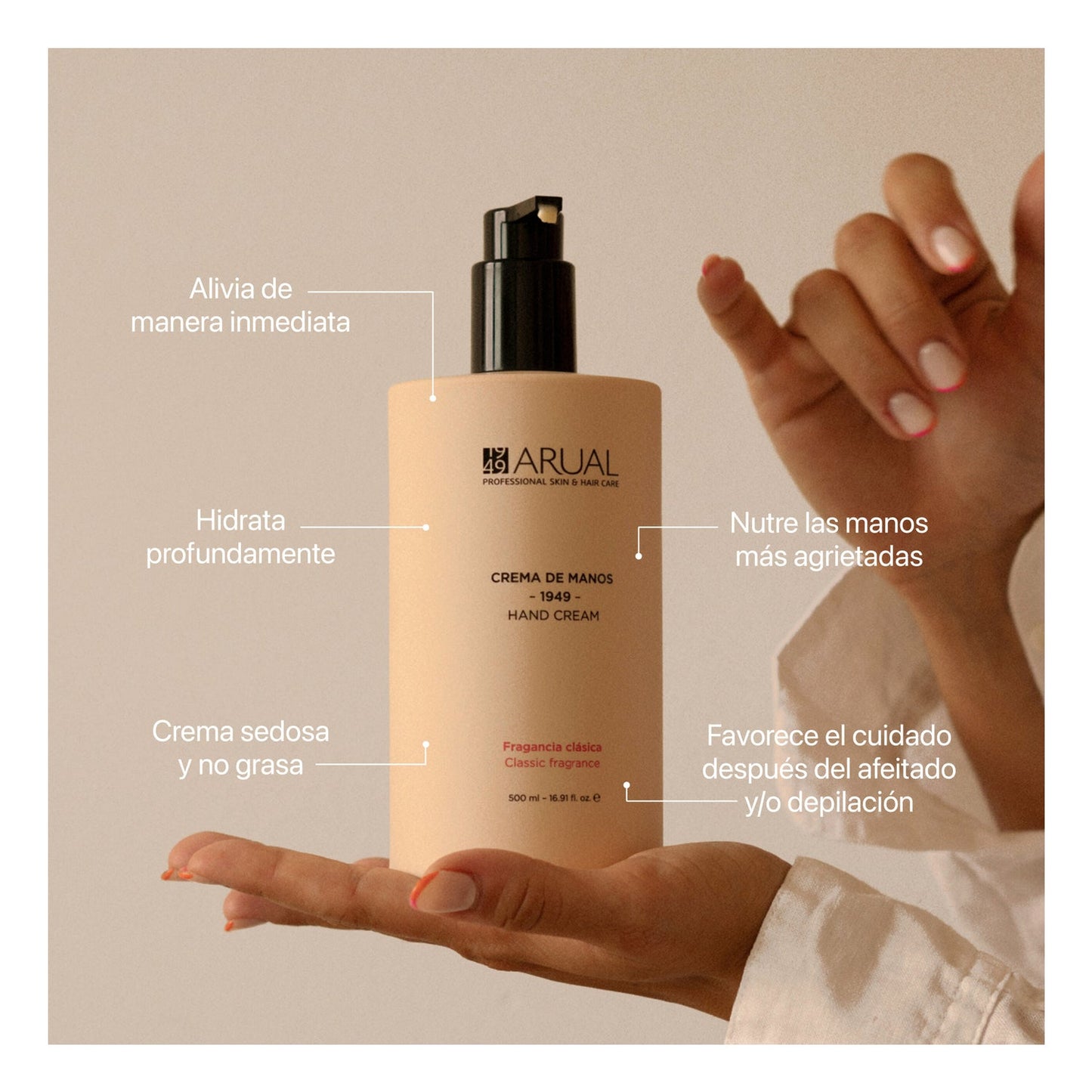 Arual Crema de Manos Fragancia Clásica 500ml