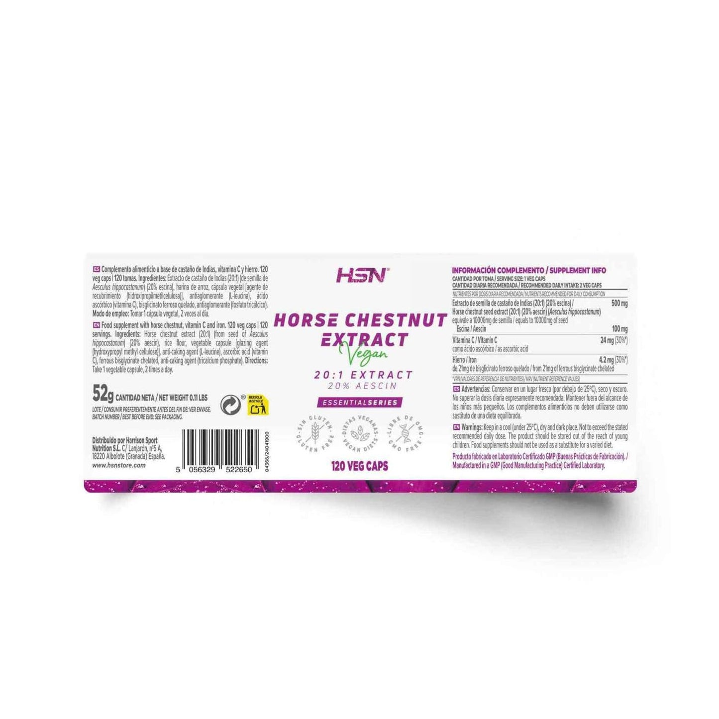 HSN Extracto de Castaño de Indias 20:1 250mg 120vcaps