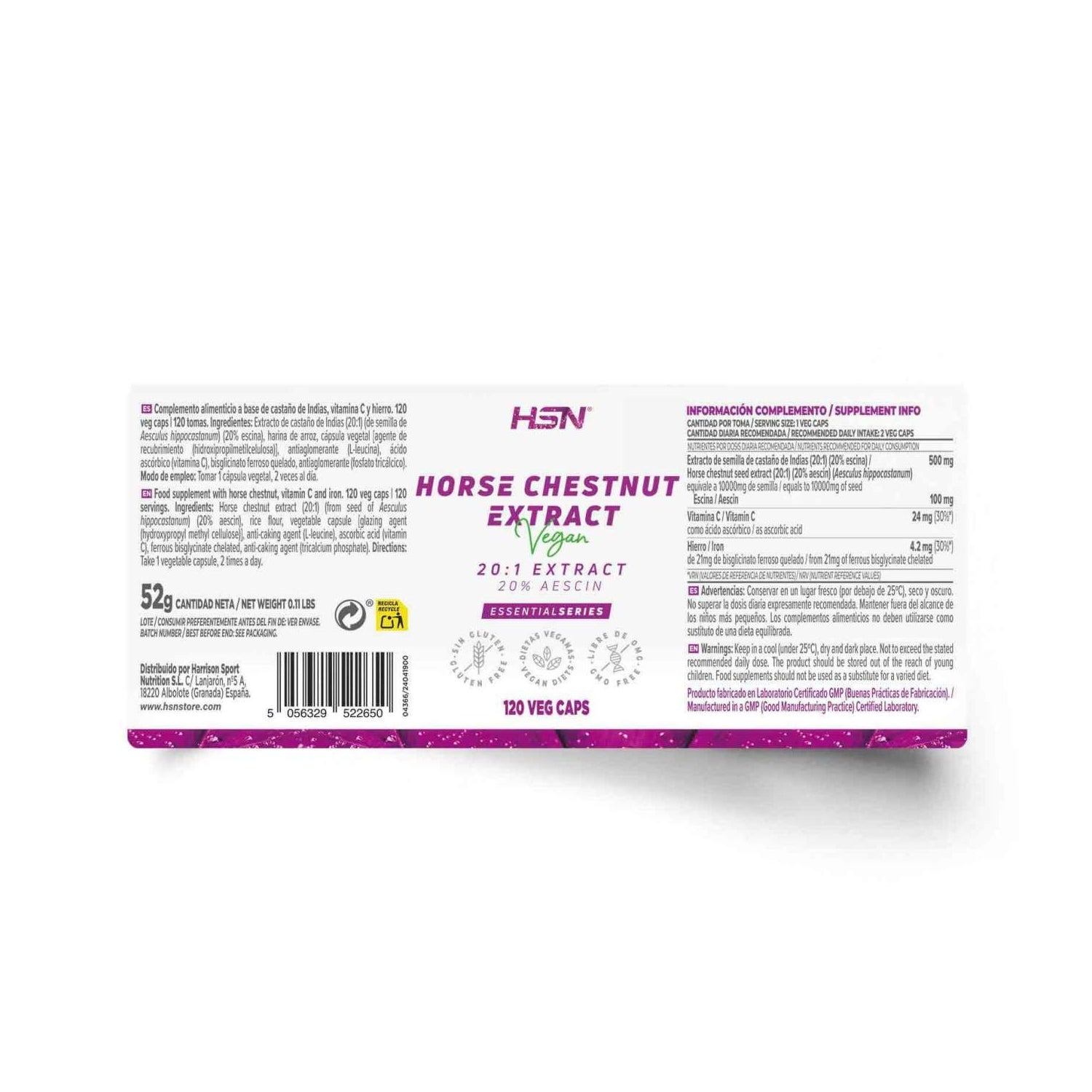 HSN Extracto de Castaño de Indias 20:1 250mg 120vcaps