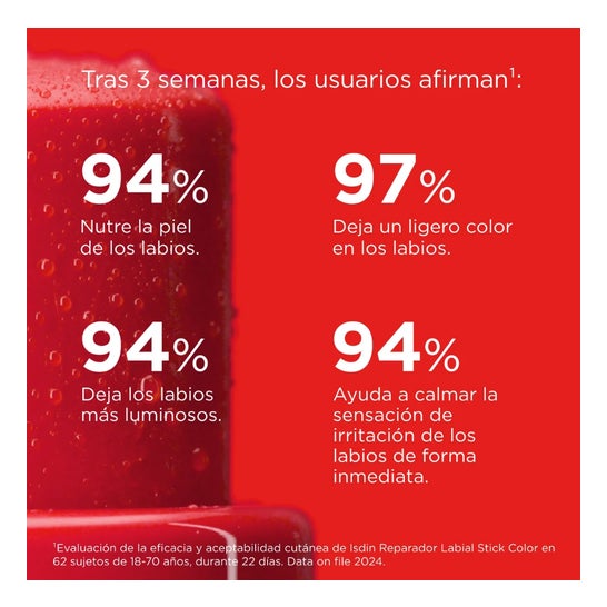 ISDIN Reparador Labial con Ácido Hialurónico Stick Rojo 4g
