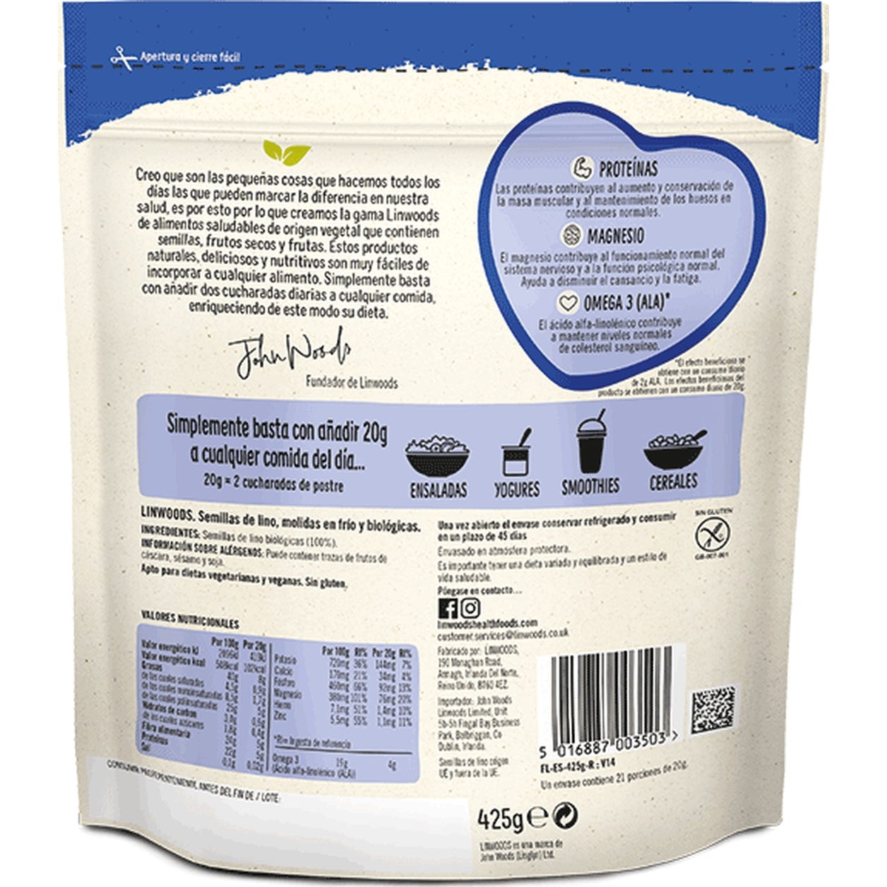 Linwood Semilla Lino Molido Bio 425g