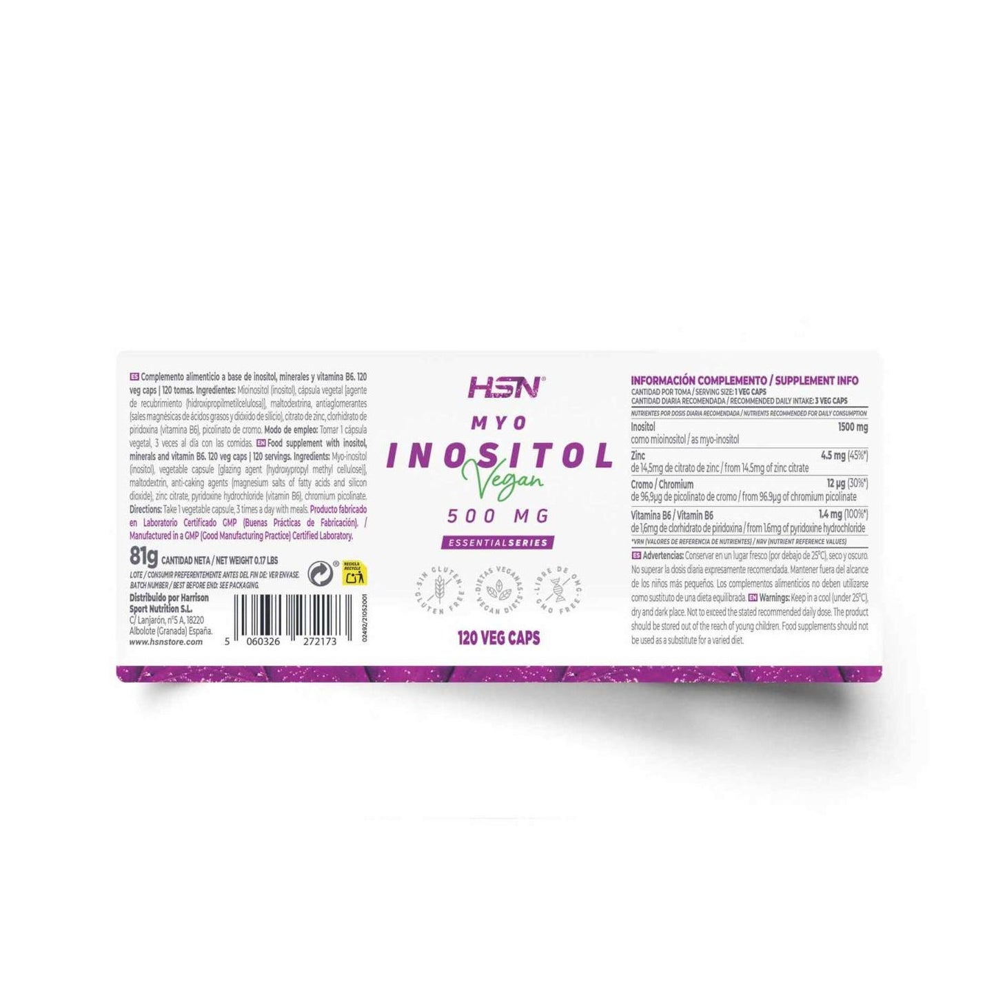 HSN Inositol 500mg 120vcaps