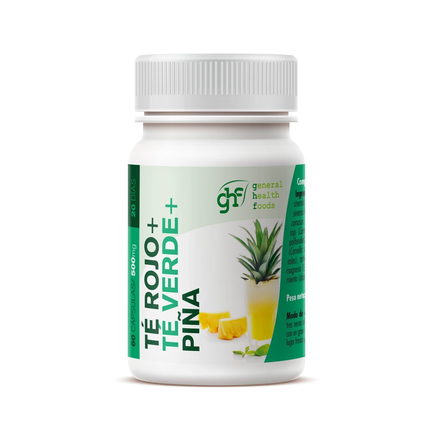 GHF Té Verde + Té Rojo + Piña 500mg 60cáps