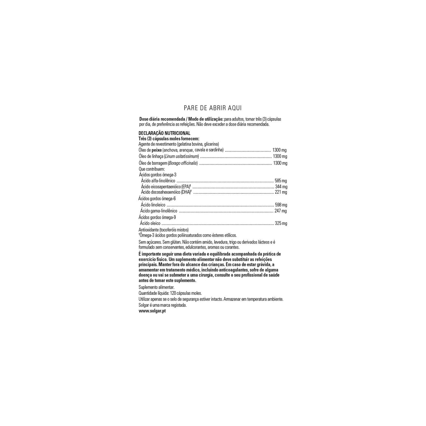 Solgar Omega 3-6-9 Pescado Lino y Borraja 120 perlas