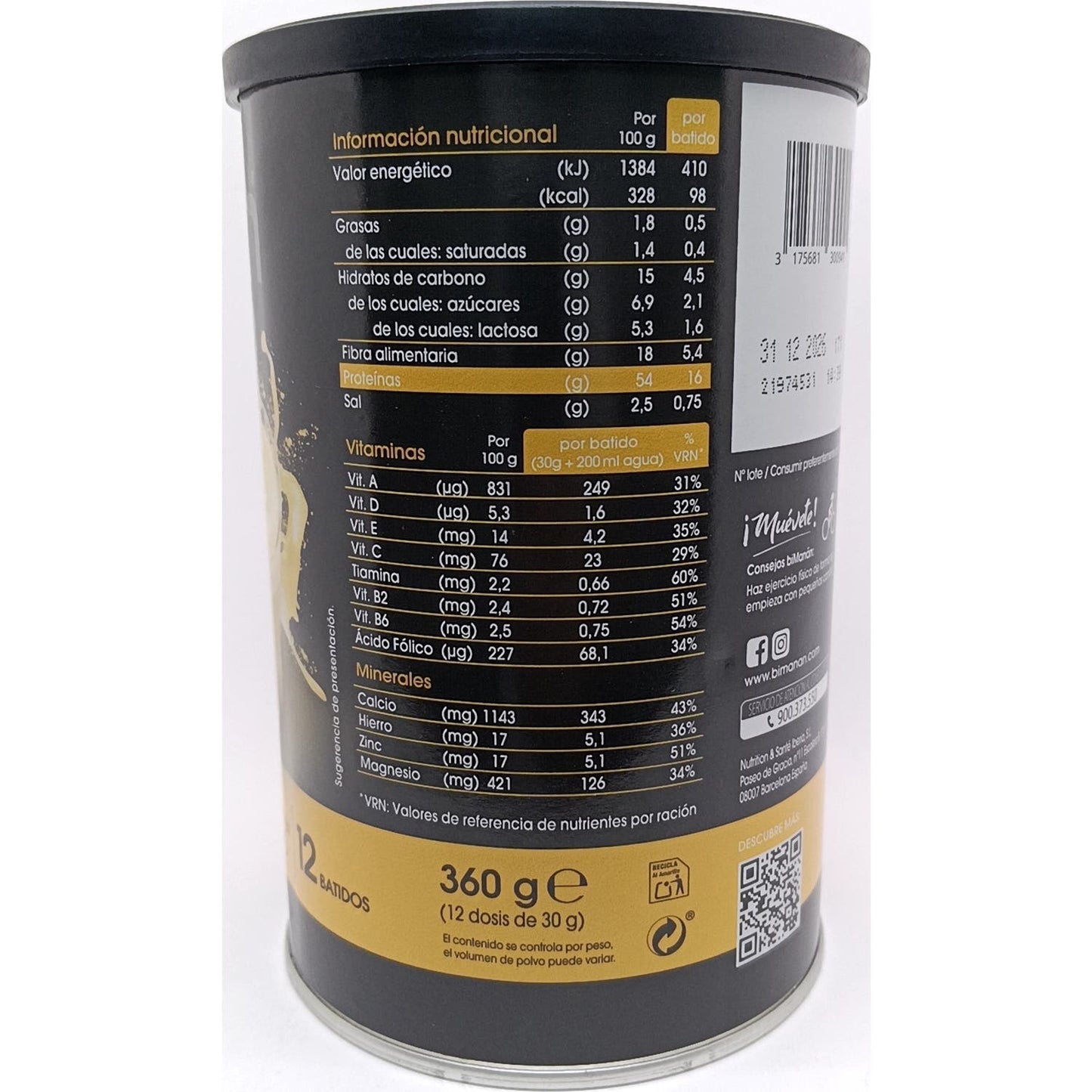 Bimanán® Be Fit Batido Hiperproteico Vainilla 360g