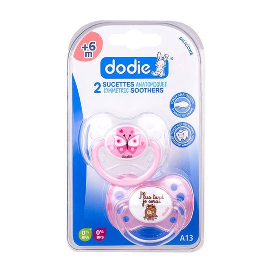Dodie Chupete Anatómico Silicona +6m Mariposa/Princesa 2uds