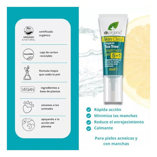 Dr. Organic Gel Tratamiento Anti Manchas e Imperfecciones SkinClear 5 en 1 10ml