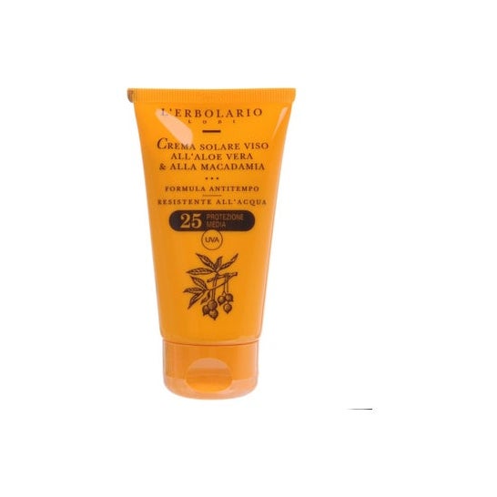 L'Erbolario Crema Solare Viso con Aloe Vera Macadamia 25 Medium Protection 75ml
