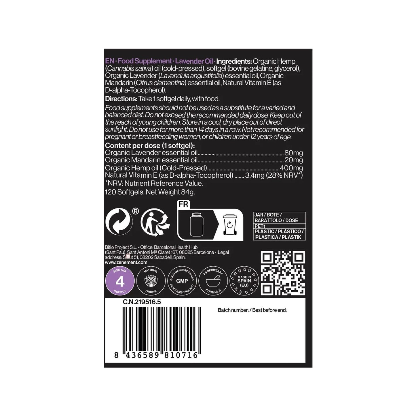 Zenement Aceite de Lavanda 120caps blandas